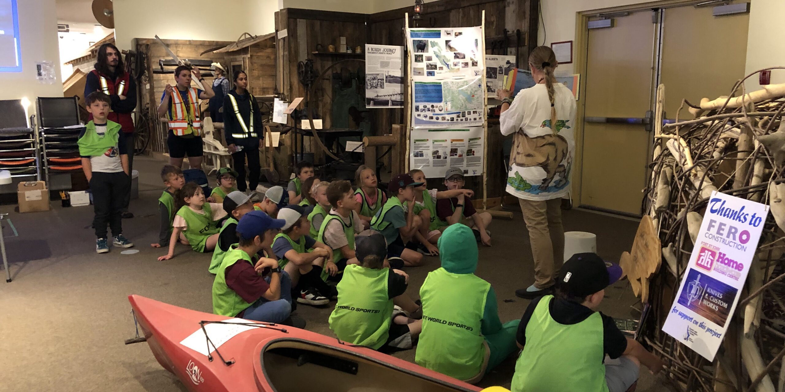 A CLCS member instructing a class of children at the Fort St. John Museum